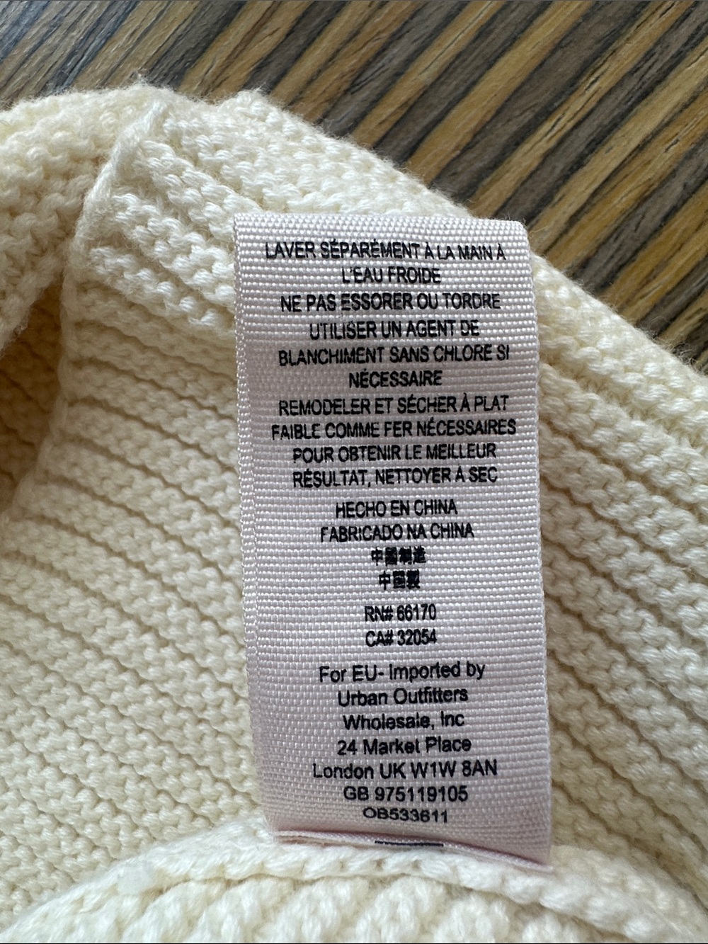 Oversized Cream V-Neck Ribbed Women's Sweater - Picture 3 of 5